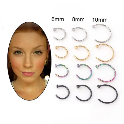 Mixed 4pcs/lot 6mm/8mm/10mm Titanium Anodized Stainless Steel Body Jewelry Nose Piercing Rings And Studs | Украшения и аксессуары
