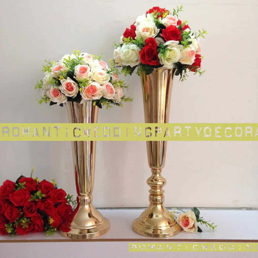 Высота 60 см/23 6 дюйма Золотая свадебная ваза для цветов стола центральный столик