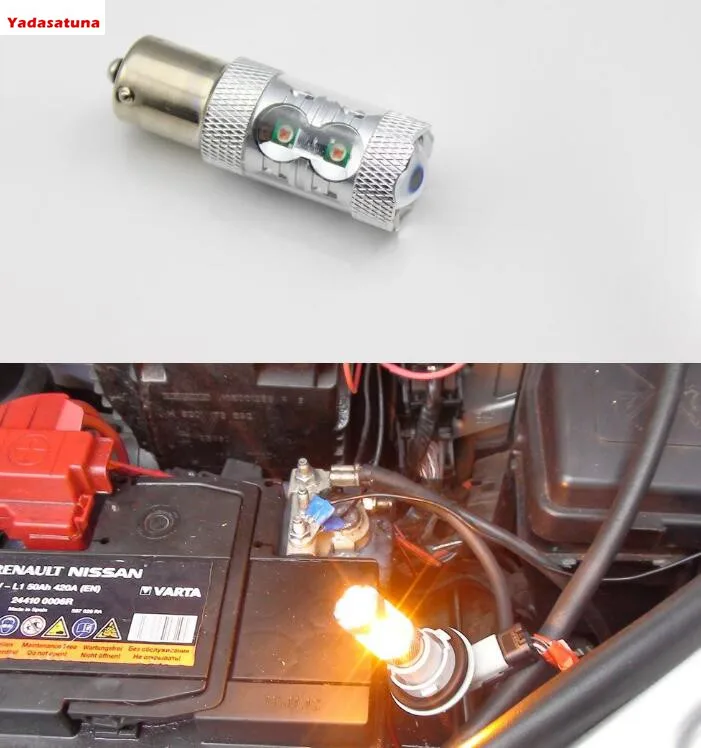 2 шт. 1156 50 Вт желтый/оранжевый CANBUS ERROR FREE Cree чипы светодиодный PY21W 581 BAU15s офсетная