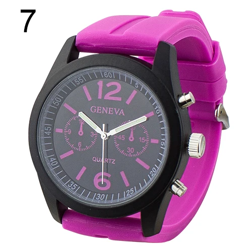 Лидер продаж популярная черный циферблат силиконовой лентой Женева Кварцевый