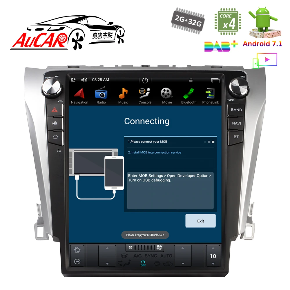 2 DIN Android 8 1 12 "Tesla Style для Toyota Camry автомобильное радио мультимедийный 2015 din