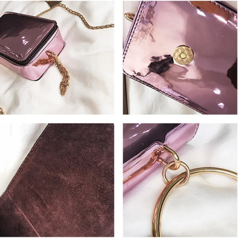 Для женщин сумки 2018 маленький круглый кольцо мобильный телефон Сумочка Розовый