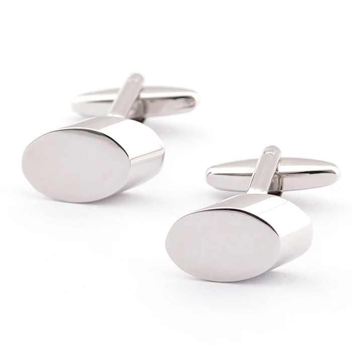 

2 Pairs of Silver Color Tone Chunky Oval Cuff links Mens Cufflinks