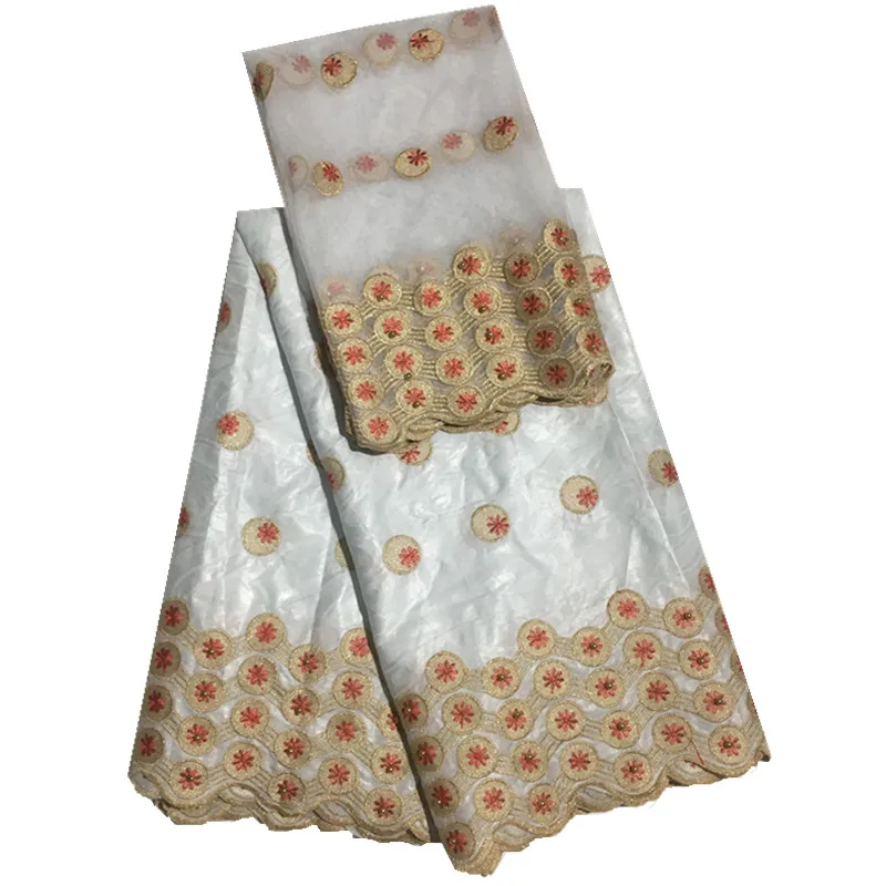 

2018 New Arrival African White Bazin Riche Fabric Embroidered French Bazin Rich Fabric 2 Yards Net Lace Fabric Set Dress
