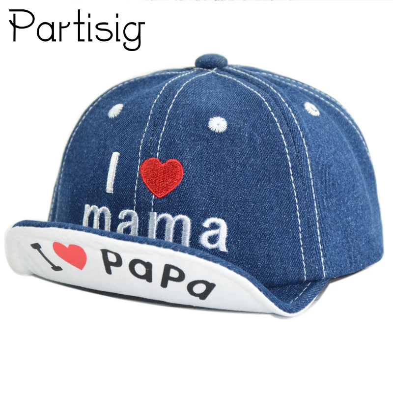 Детская джинсовая бейсболка I Love Mama летняя шапка кепка от солнца для мальчиков и