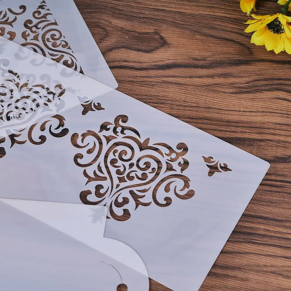 3 шт./компл. пластиковый трафарет в форме сердца короны кружева цветка