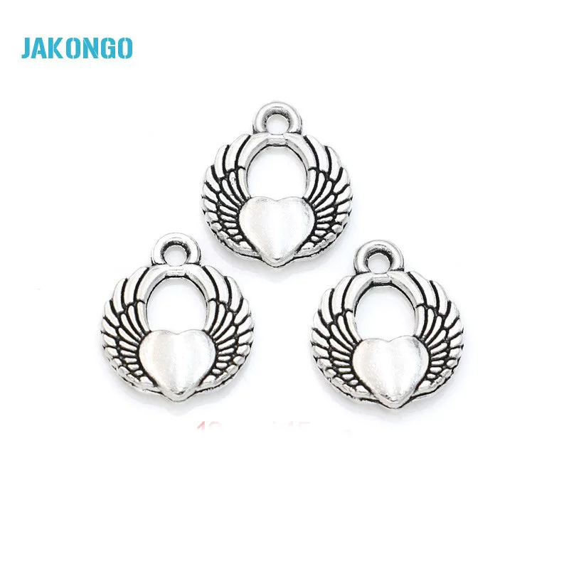 

10 шт. подвески в виде крыльев сердца, тибетские посеребренные подвески для европейских бусин, изготовление ювелирных изделий «сделай сам» Р...