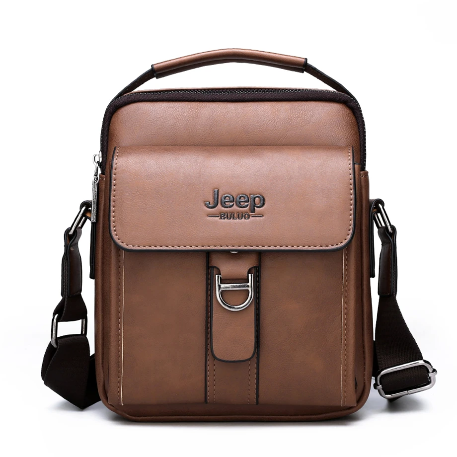 JEEP BULUO, фирменная Новинка, мужская сумка через плечо, высокое качество, кожа, сумки через плечо для мужчин, бизнес стиль, Повседневная мода, тоут, коричневый