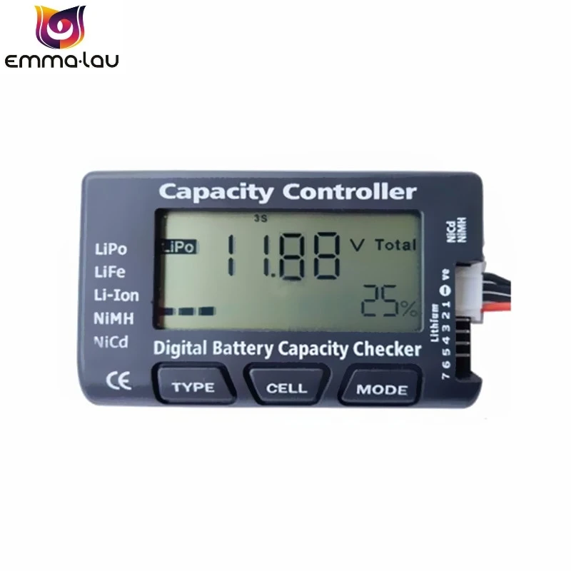 

CellMeter-7 Digital Battery Capacity Controller LiPo LiFe Li-ion Nicd NiMH Battery Voltage Tester Checker CellMeter 7 Black