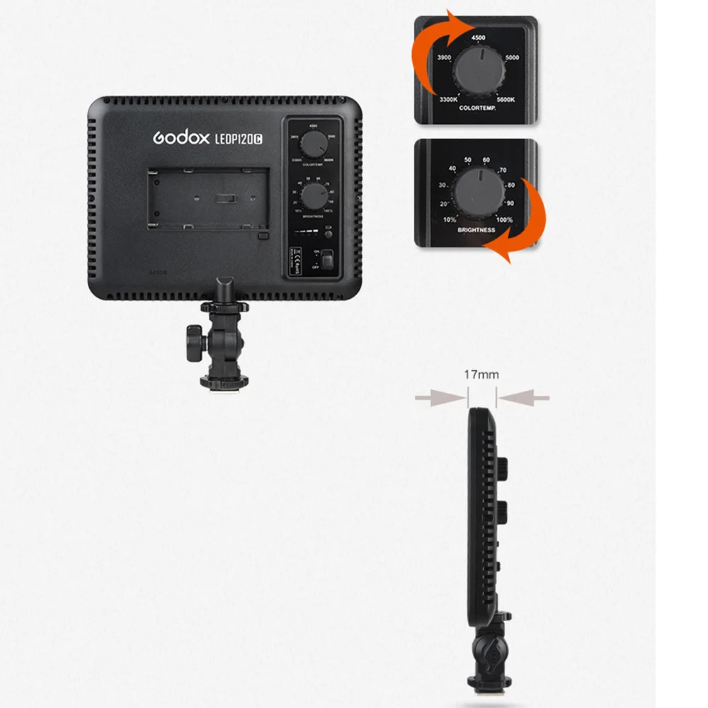 Godox ультра тонкий LEDP120C 3300K ~ 5600K Регулируемая яркость студийный видео