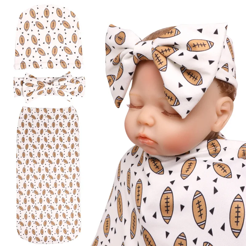 

Newborn Baby Flower Swaddle Blanket Swaddle 3Pcs Set Soft Cotton Sleeping Swaddle Infant Wrap Floral Hair Bow Headband Hat