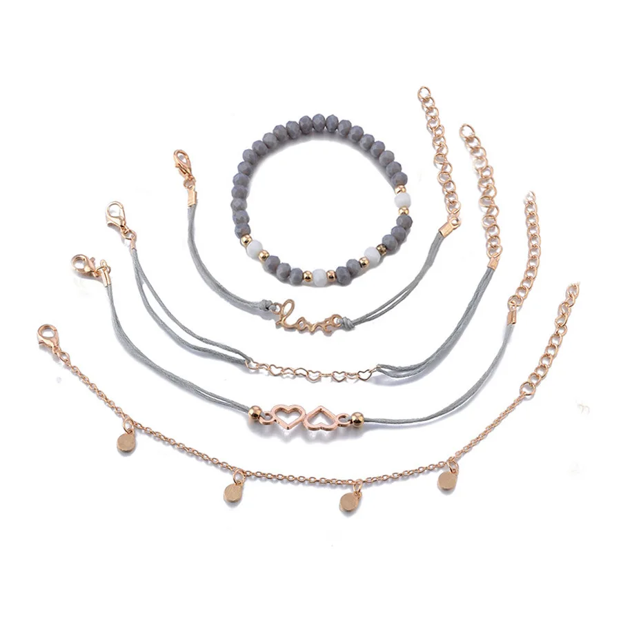 BR18Y0405 Rinhoo 1 комплект модные изысканные богемные сердце бабочка звено цепочки в виде браслета Высокое качество ювелирные изделия подарок для женщин - Окраска металла: BR18Y0405