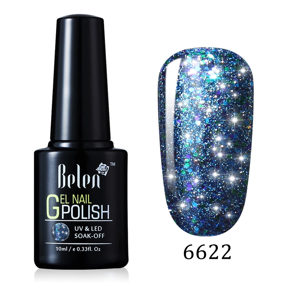 Belen 10 мл Блестящий Звездный неоновый позолоченный УФ-гель для ногтей, Гель-лак, гибридный лак, полуперманентный лак Lucky, базовая основа - Цвет: 6622
