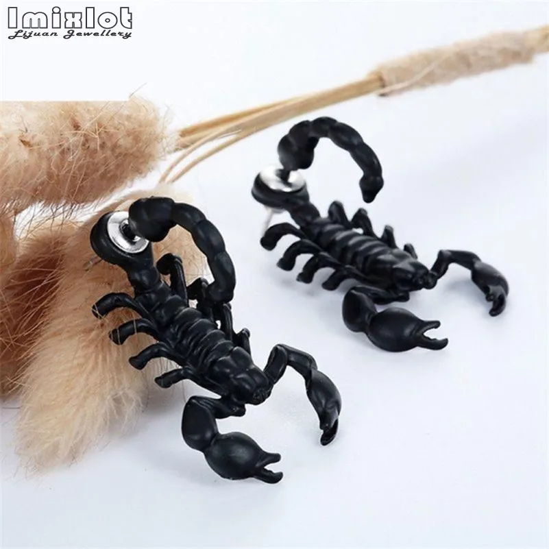 Punk Style Gothic 3D Animal Metal Scorpion Ear Stud Earrings For Men Women Harajuku Fashion Jewelry 1 Pair Brincos | Украшения и