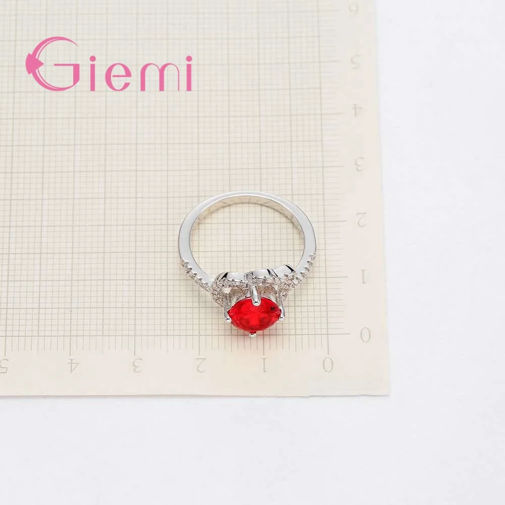 

Simple Style 4 Colour Big Round Crystal 925 Sterling Silver Geometric Ring For Women Female Party Jewelry Wholesale
