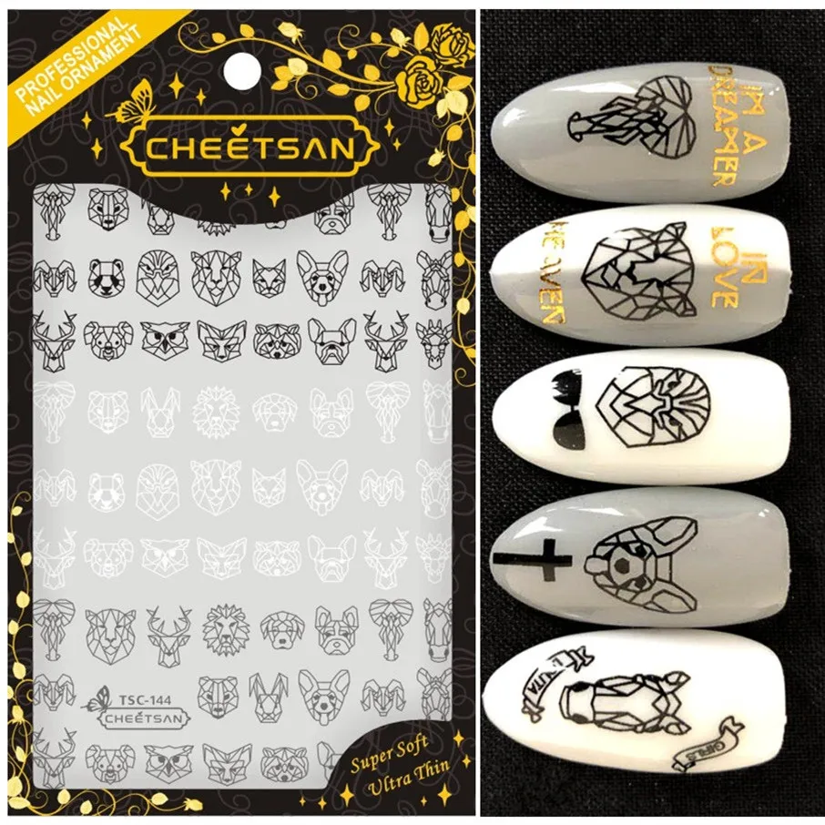 TSC-144 Cheetsan brand CHINA Panda Origami 2018 newest 3d nail art stickers decals export quality gold | Красота и здоровье