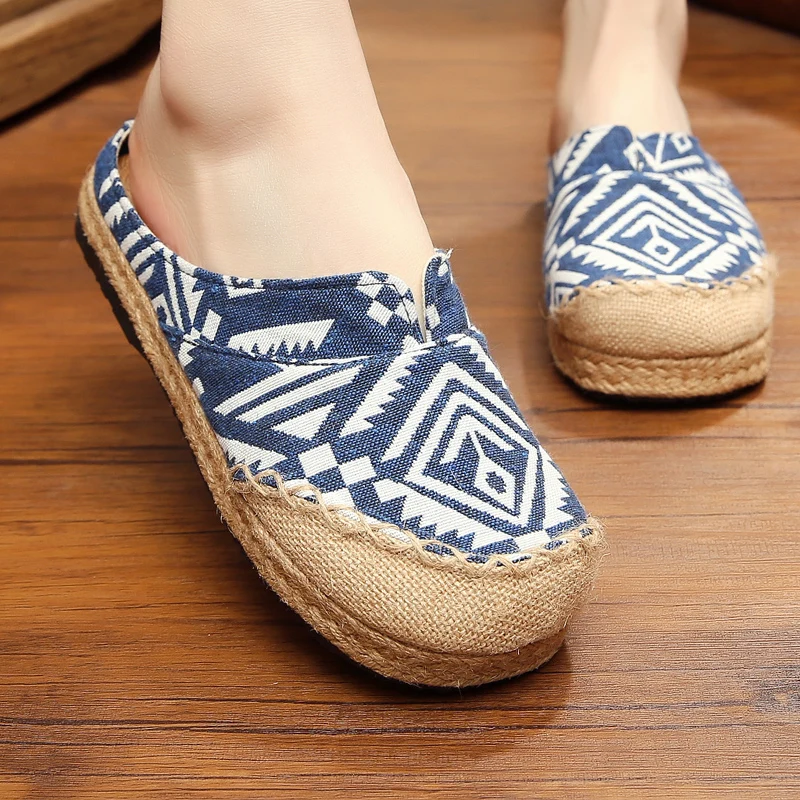 2020 летние сандалии на плоской подошве Национальная обувь из конопли Женская