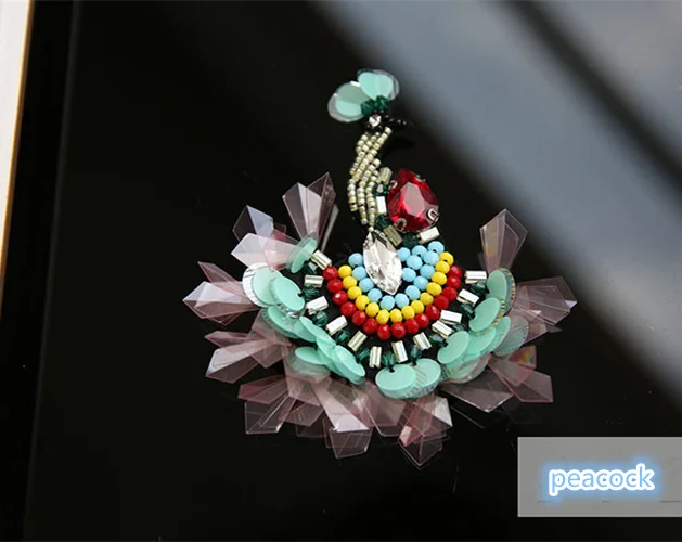 Nice Handmade rhinestone Patches peacock applique embroidery dragonfly sew on dress hat DIY beaded sequin cute parch | Дом и сад