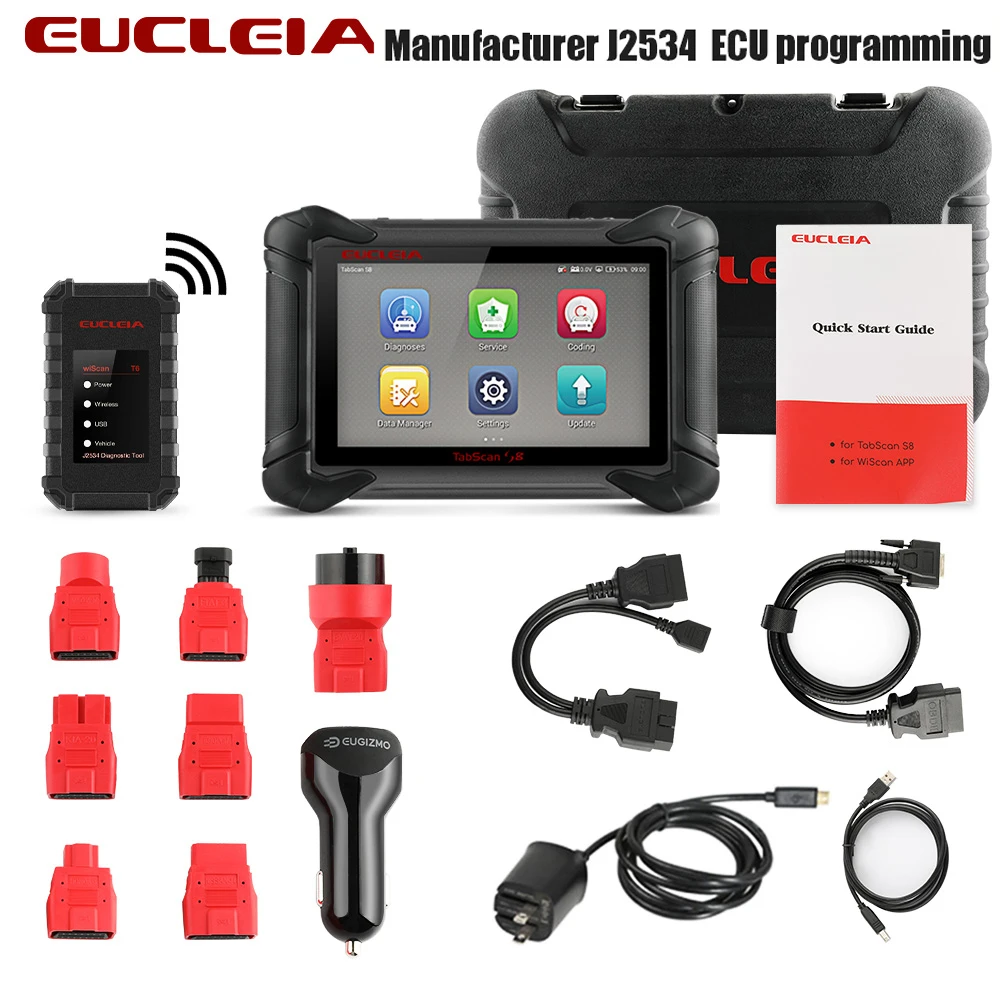 EUCLEIA S8 Профессиональный Автомобильный сканер OBD2 Поддержка производителя J2534