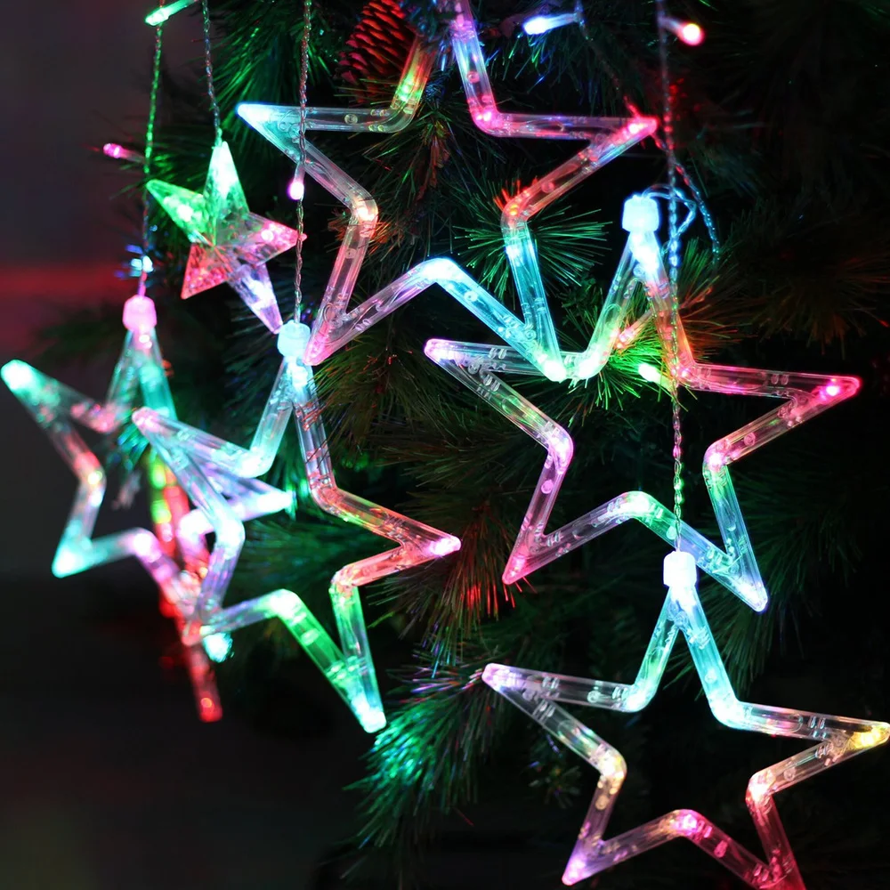 AC 220V 10W 2M Romantic Flashing LED String Light Christmas Decoration Star Curtain Pink/Purple/Red/RGB | Лампы и освещение