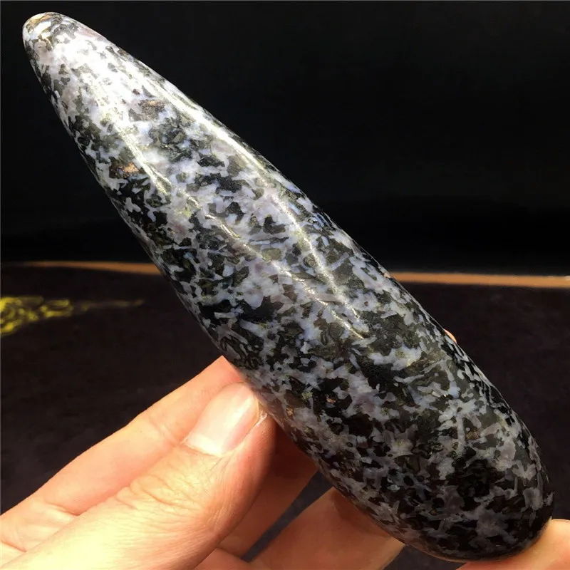 276 г натуральный черный турмалин в белом Feldspar Кристальный массаж stick