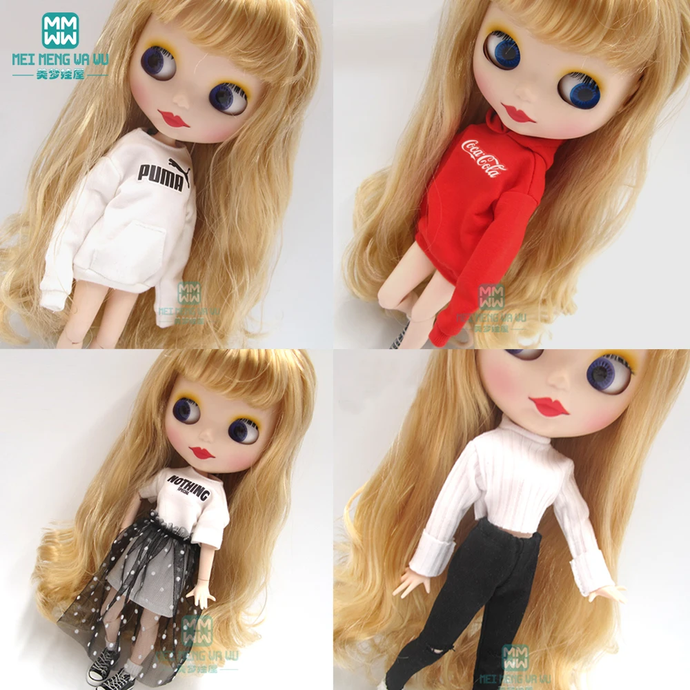 1 шт. Blyth Кукла Одежда Повседневная Толстовка Черный Белый Красный для Blyth Azone1/6 кукла