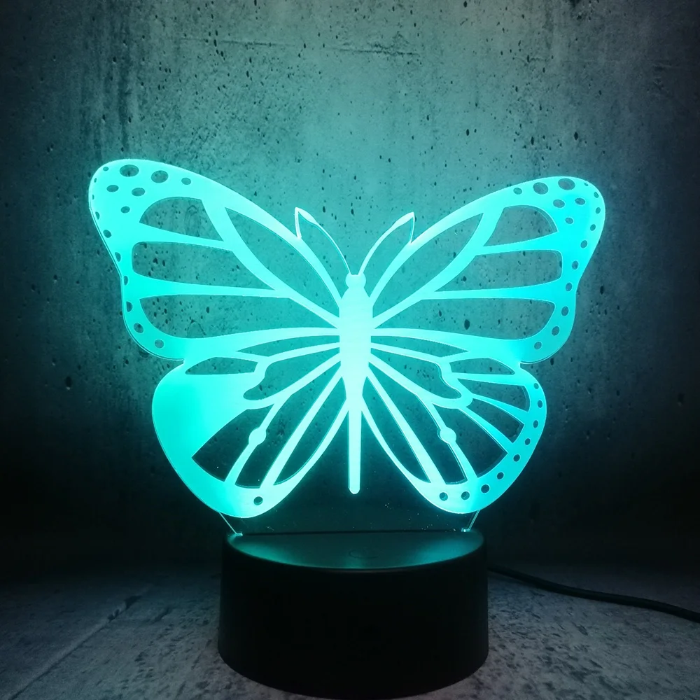 Новинка 3D USB Светодиодная лампа в форме бабочки с животными 7 видов цветов
