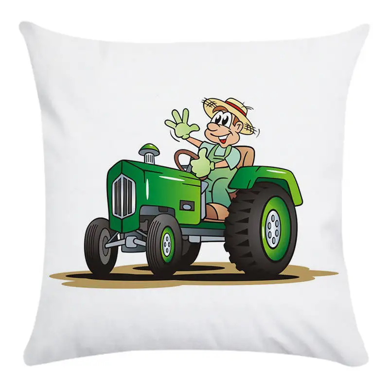 Милый мультфильм животных вождения автомобиля Винтаж Almofadas 45X45CM полиэстер