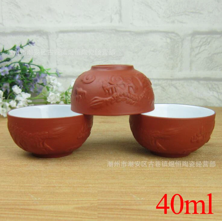 6 чайных чашек 40 мл фиолетовые глиняные чашечки с драконом наборы для чая дома и