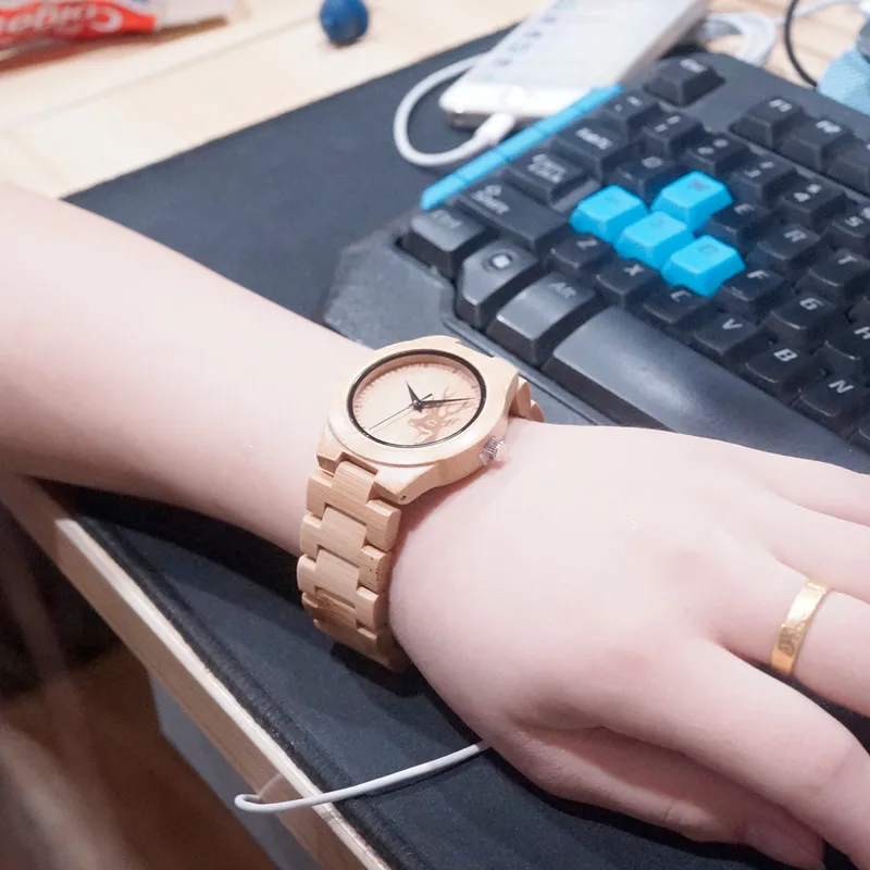 Классические женские часы BOBOBIRD E04 с иконой оленя наручные из бамбука для женщин в