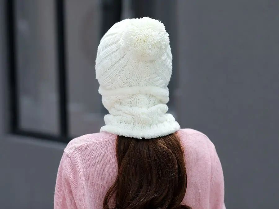 MAERSHEI зимние Skullis Beanies набор шапки и шарфа с помпоном для женщин и мужчин шерстяная шапка s Балаклава маска Gorras Bonnet вязаная шапка