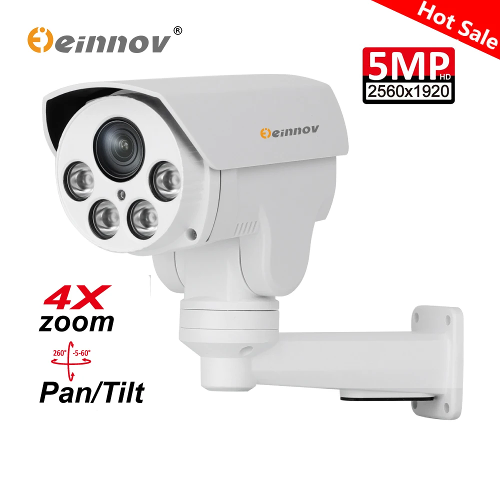 Einnov H.265 5MP 2MP уличная ip камера видеонаблюдения POE 4X Zoom PTZ домашняя безопасности ONVIF DC