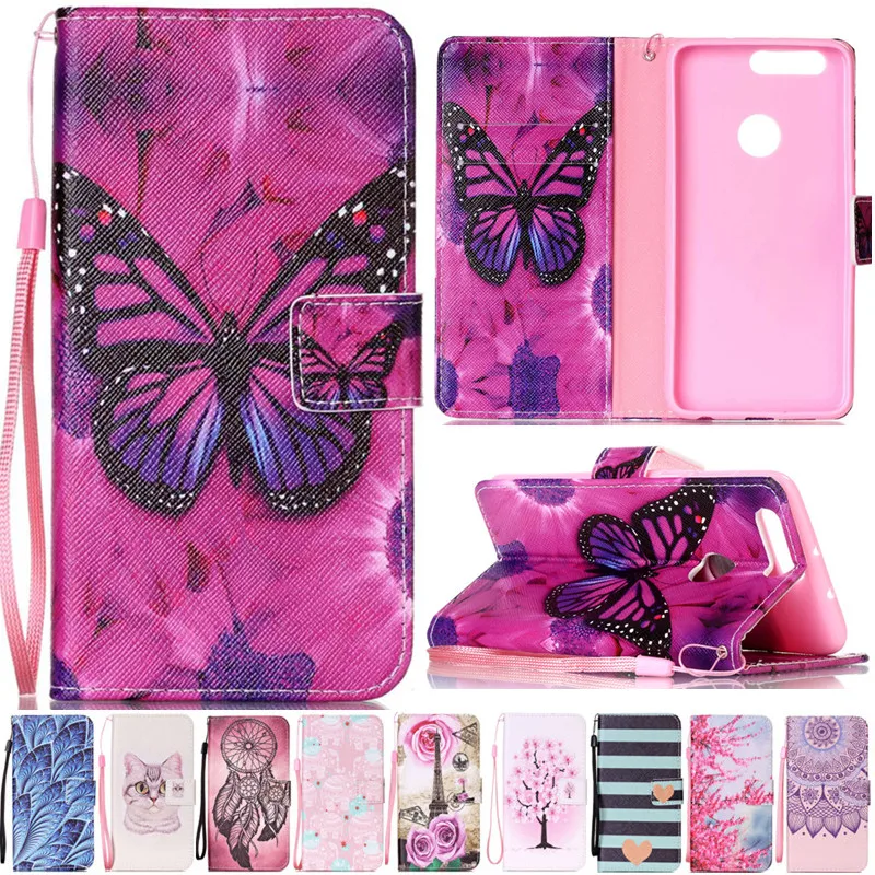 Роскошный кожаный флип чехол с ремешком для Huawei Honor 7 8 4C 5C|case for|honor 4ccute cartoon |