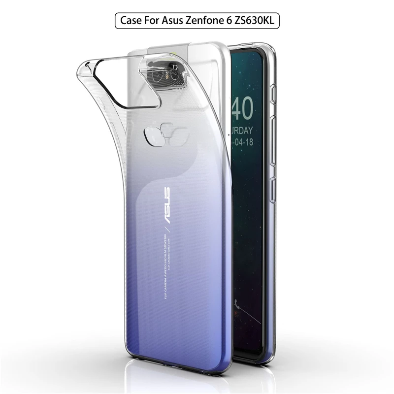 Чехол для Asus Zenfone 6 6Z ZS630KL тонкий силиконовый прозрачный мягкий ТПУ чехол накладка