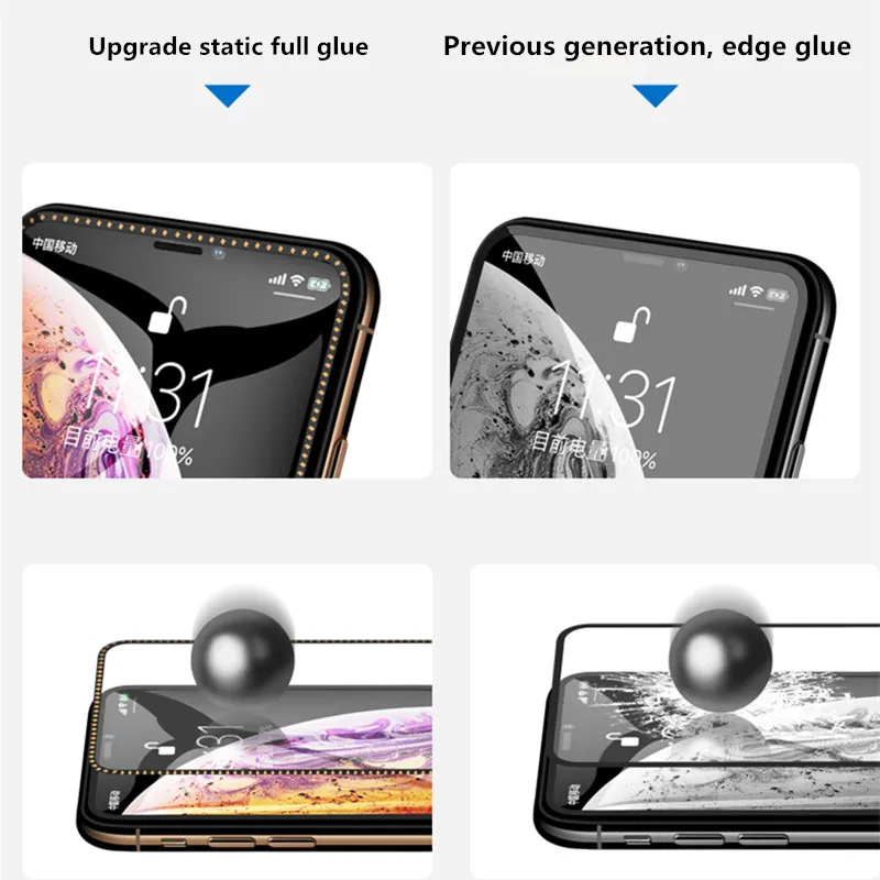 Алмазный протектор экрана стекло для iphone Xs Max Xr покрытие Полное покрытие экрана защитное закаленное стекло на iphone X Xs
