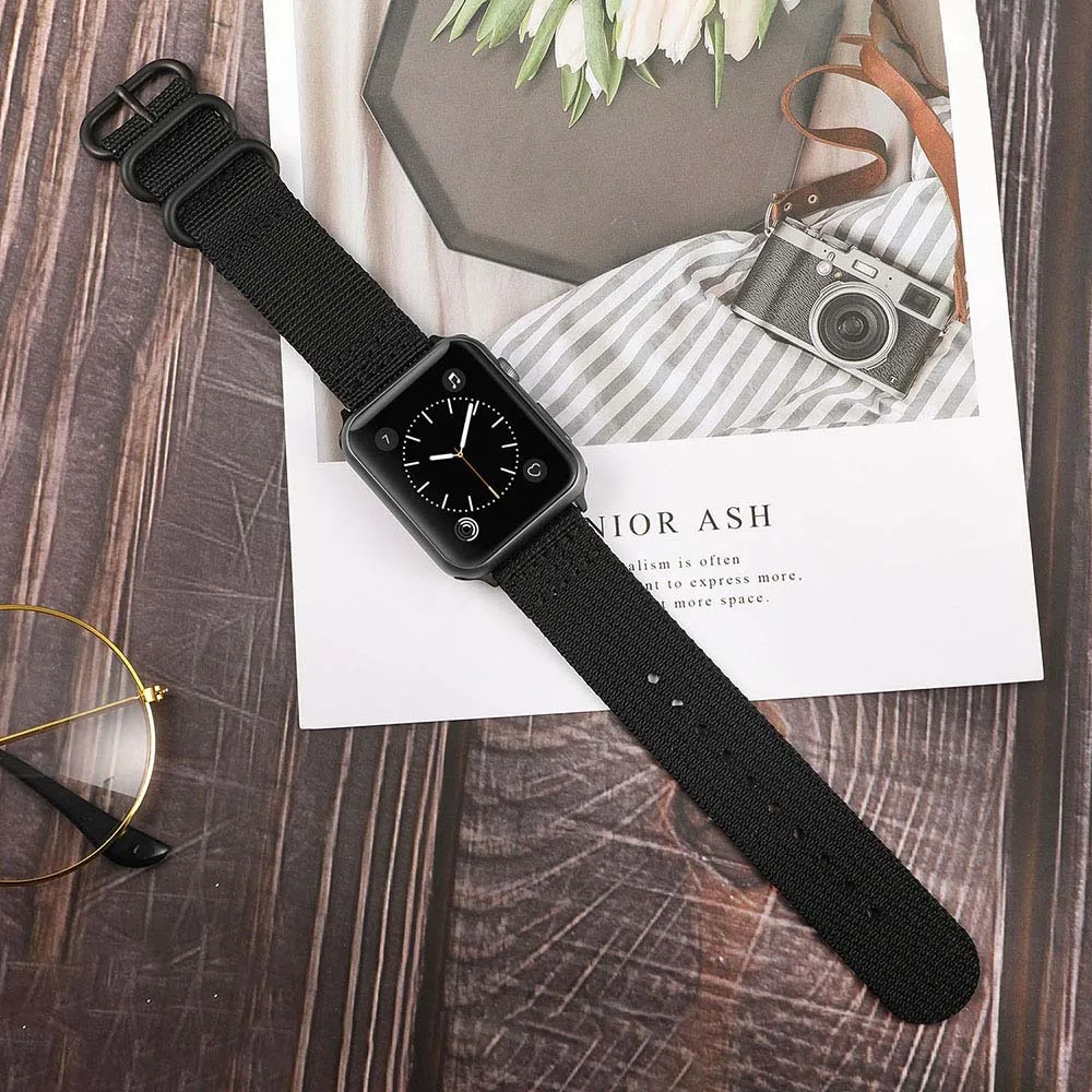 Подлинный нейлоновый ремешок для часов iWatch Apple Watch 5 4 3 2 1 44 мм 40 мм 42 мм 38 мм спортивный ремешок стальной браслет с застежкой