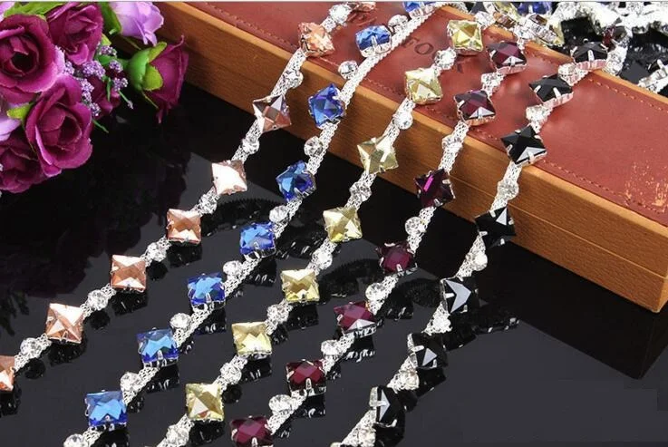 1 ярд алмазных Стразы Посеребренная Плоская Лента цепочка отделка для одежды