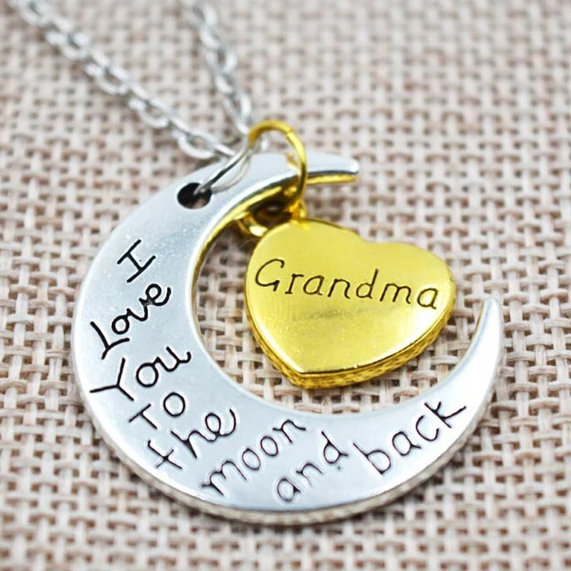 

LNRRABC Simple cheap & Silver I Love You Moon Grandpa Moon Family Pendant Necklace Women Jewelry Accessories Gift Free shipping
