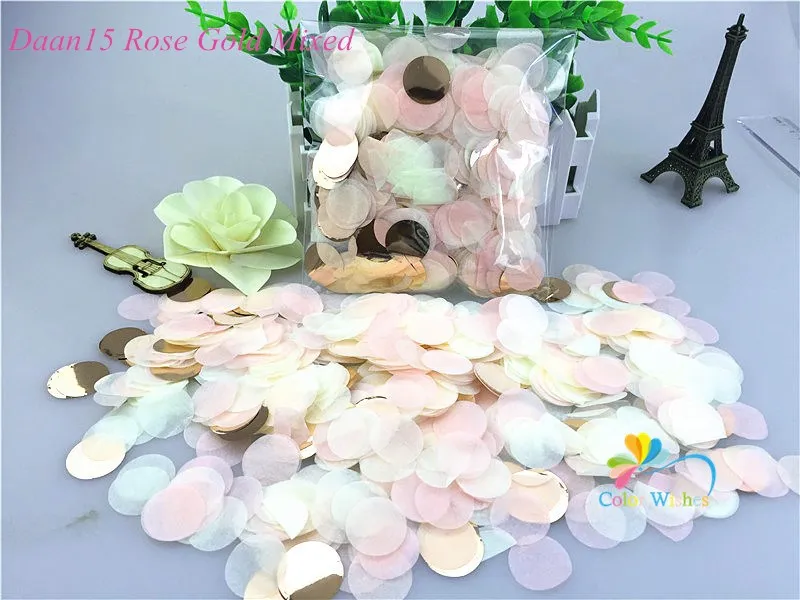 Daan15 Rose Gold Mix 2 см 10 г/пакет(1000 шт) Единорог/розовое золото Смешанные Круглые Конфетти из папиросной бумаги круги детский душ свадьба день рождения украшения - Цвет: Daan15 Rose Gold Mix