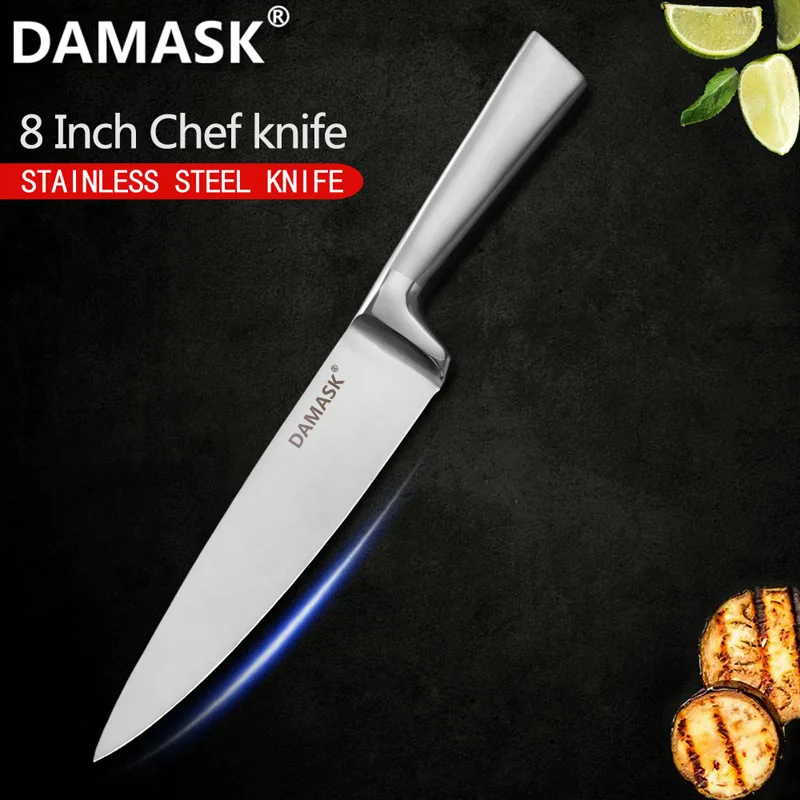 8 inch chef Дамасский дизайн, кухонный нож из нержавеющей стали, 3Cr13mov, острое лезвие, набор поварских ножей, слайсер для суши, сашими, нож для приготовления хлеба - Цвет: 8 inch chef