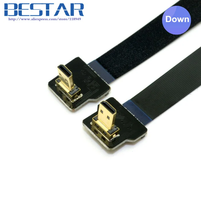 Угловой плоский кабель FPV Micro HDMI D типа FPC 10 см 20 30 50 80 100 1 фута 2 для Gopro HERO 4 3 SJCAM SJ5000