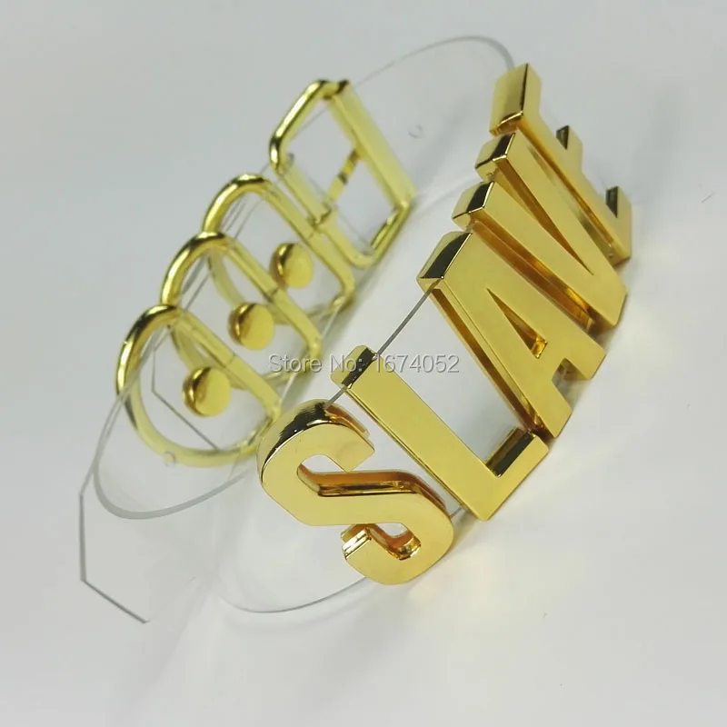 100% ручная работа чокер из прозрачного ПВХ высокая полоса Золотая буквенная