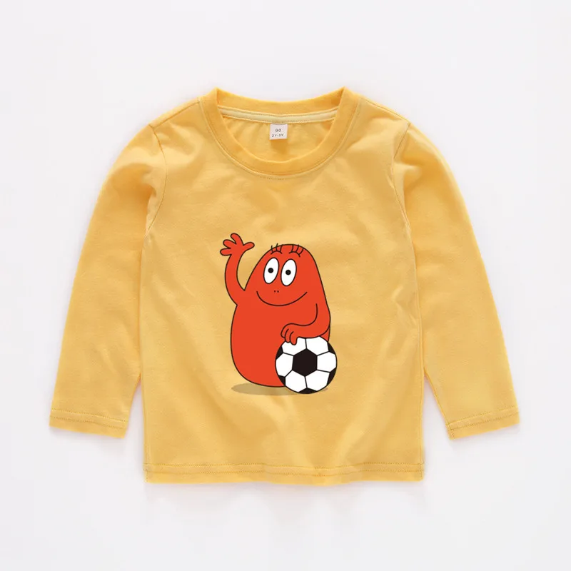 Цвет: желтый От 2 до 12 лет Детская Barbapapa для маленьких Топы для девочек Одежда для маленьких мальчиков детская одежда с длинными рукавами футболка b219 - Цвет: Цвет: желтый