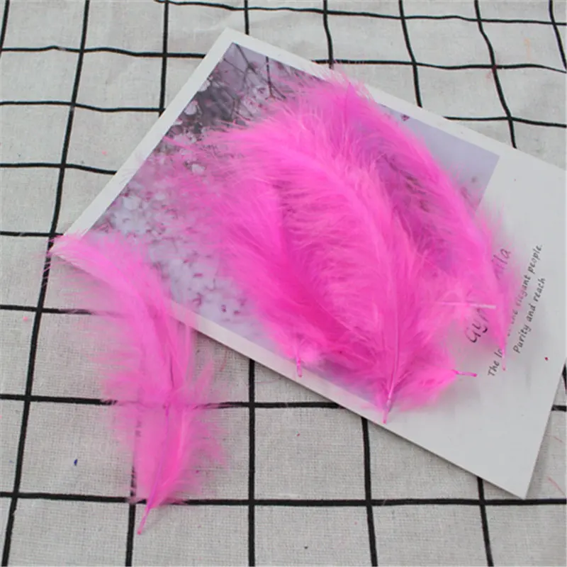 deep pink 50pcs Перья индейки 50 шт 4-6 дюймов 10-15 см куриные Шлейфы перья индейки Марабу для карнавала Хэллоуин Рождество DIY Ремесло Декор - Цвет: deep pink 50pcs