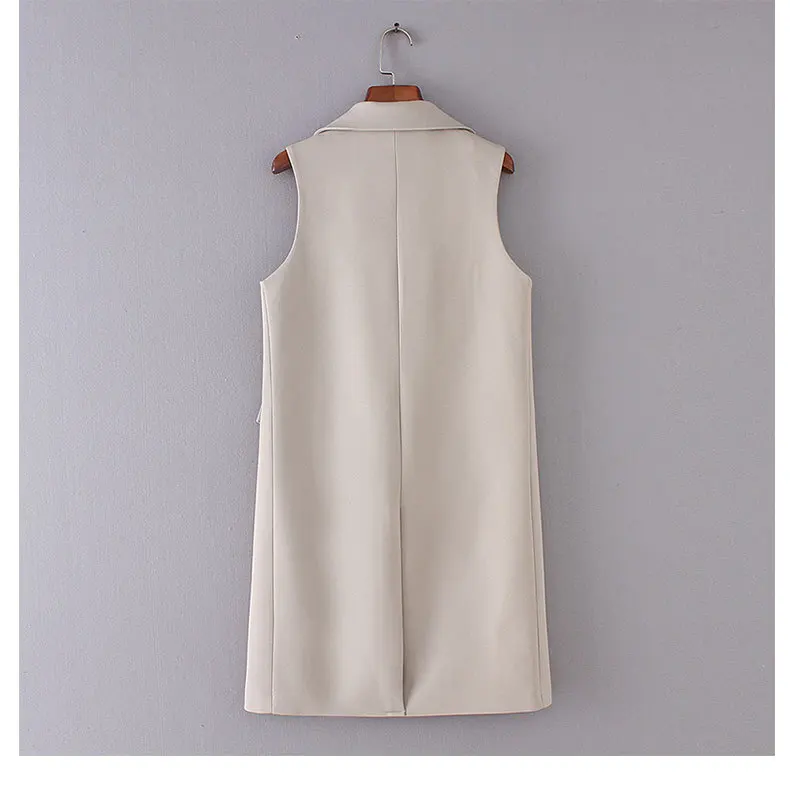 Длинный жилет Женское пальто без рукавов куртка женский Colete Feminino женские офисные