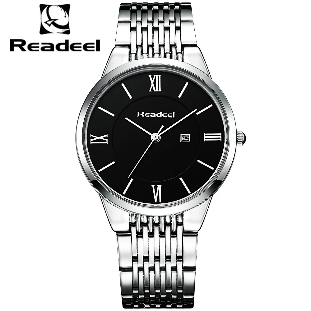 Readeel роскошный бренд Feminino стальные Мужские кварцевые наручные часы модные
