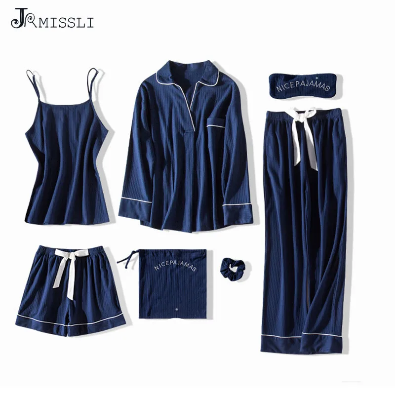 JRMISSLI Весенняя новинка Хлопковая женская пижама костюм 2019 Женская домашняя