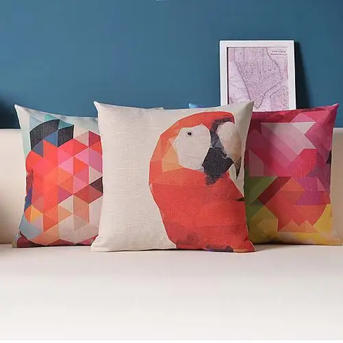 Геометрическая Красочная Печатная Подушка льняная абстрактная короткая подушка