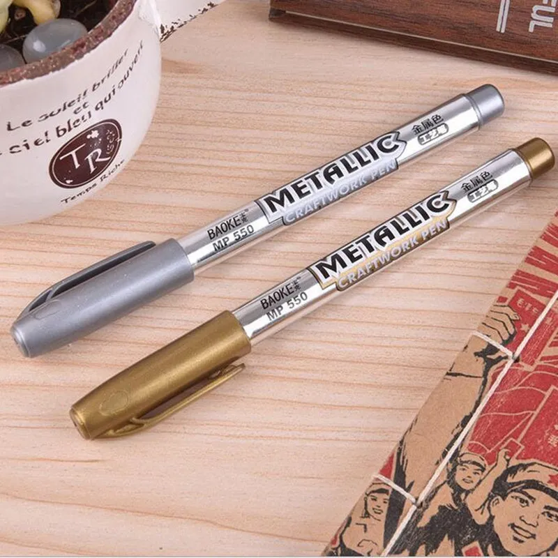 1 PCS 1.5mm Creative Paint Pen Metallic Color Technology Gold And Silver Up Student Supplies Marker Craftwork | Канцтовары для