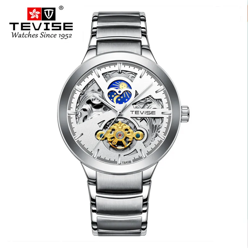 Роскошные швейцарские TEVISE Брендовые мужские часы механические Автоматические